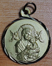 Medaglia Papale Vintage Italiana Ottone 2 Facce Vergine Maria e Papa Paolo VI, Roma 1976