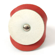 Fermacapelli cuoio vintage anni settanta bianco/rosso Ø 4cm circa