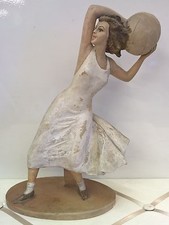 G. SEBELIN Antica Statua donna con palla in ceramica Italy