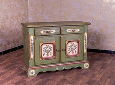 Voglauer Cassettiera Comò Verde Anno 1700 Dipinto a Mano Stile Country Antico