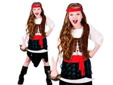 Costume bambina PIRATA CARAIBICA RAGAZZA vestito fantasia bambina vestito libro settimana età 3-13