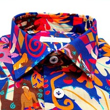 Camicia Uomo Hawaiana Stampata Cotone Makò 120'S (tessitura Monti)