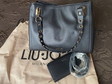 BORSA LIU JO BLU PERLATO CON CINGHIA TRACOLLA E PORTAFOGLIO