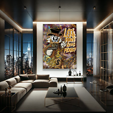 Tela Pop Art Colorata Dagobert Duck Dollar - Decorazione Parete Moderna