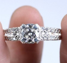 1.24 KT Bianco Diamante Solitario Taglio Rotondo Certificato Uomo Anello Natale