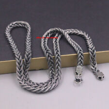 Collana da uomo in argento sterling 925 massiccio 6 mm maglia di grano catena intrecciata 23,6" L