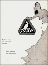 PUBBLICITA' 1954 HISCO NAILON RHODIATOCE TESSUTO LANA INTIMO DONNA MODA PLISSE'