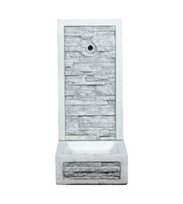 FONTANA DA GIARDINO A MURO "ADIGE" ANTICATO COLORE GRIGIO,  40X40X92 CM - KAM