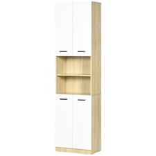 kleankin Mobile da Bagno Bianco Multiuso in Truciolato con Armadietti e Ripiani