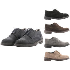 Scarpe Uomo Eleganti Inglesine Camoscio Blu Grigio Scamosciate Made in Italy