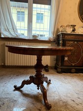 Tavolo Rotondo da pranzo intarsiato stile Sorrentino in Noce