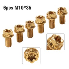 6pcs Titanium Bolts Torx Head Flange Screws M10x35mm Gold For Motorcycle Bike