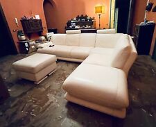 Divano Angolare In Vera Pelle Martellata Colore Bianco Panna Marca Chateau D’Ax.