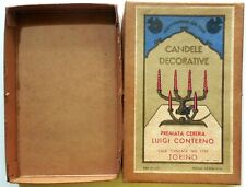 VINTAGE SCATOLA DI CARTONE CANDELE DECORATIVE CERERIA LUIGI CONTERNO TORINO
