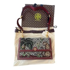 Tory Burch 83958 T Borsa a tracolla ricamata in jacquard monogramma taglia...