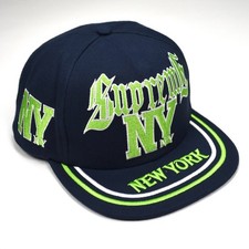 Cappello Supreme NEW YORK ricamato snapback 6 pannelli blu navy SS25 Seahawks AUTENTICO