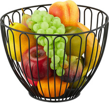 Centrotavola Portafrutta in Metallo, H X D 18 X 24 Cm, Cestino Porta Frutta Roto