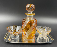 Set Liquore Vodka Alcolici Bottiglia bicchieri shot cristallo molato Boemia