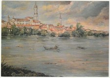 PONTEVICO - BRESCIA - PANORAMA CON PIENA DEL 1976 - PITTORE GIRELLI -10724-