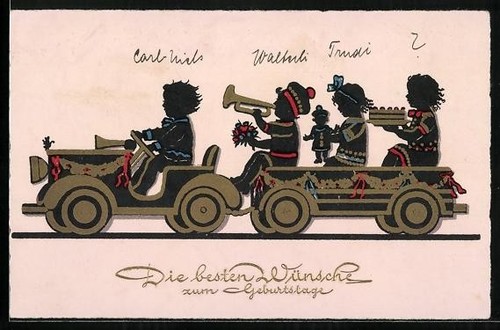 Cartolina auto con rimorchio