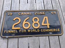 Targa auto vintage americana U.S. Canal Zone Panama 1969 rara originale