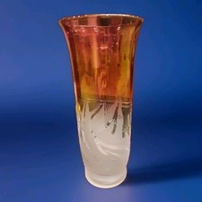 Vaso In Vetro Colorato Rosso Bordeaux Con Motivi Di Vetro Opaco Alla Base .Paris