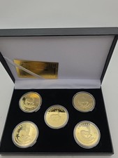 5 X CINQUE MONETE D'ORO KRUGERRAND SUDAFRICA 1974 1 OZ CON CARTA E CUSTODIA