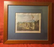 Stampa Antica.Stampa dell'800, veduta del Vesuvio dagli scavi di Pompei;cm 38x33