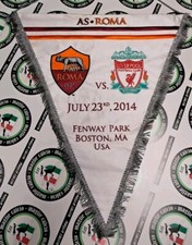 GAGLIARDETTO PENNANT MATCH WORN SHIRT ROMA vs LIVERPOOL 2004 CALCIO FOOTBALL