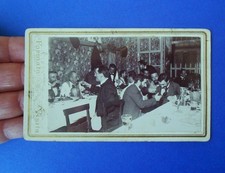 Foto epoca antica CDV Uomini a tavola Ristorante Cena Pranzo Iride Roma