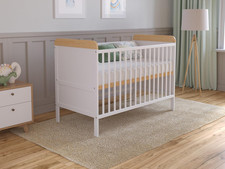 Culla Neonato Con Materasso 120X60 Cm Bianco-Pino, Lettino Neonato Legno Complet