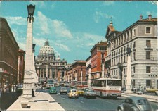 Roma, Via della Conciliazione, Auto e Autobus d'Epoca, Old Cars & Bus, 3 cart.