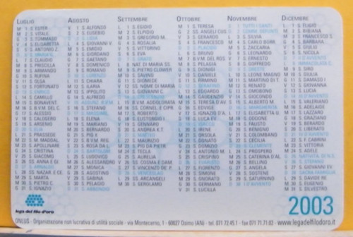 Calendarietto lega del - lega, filo