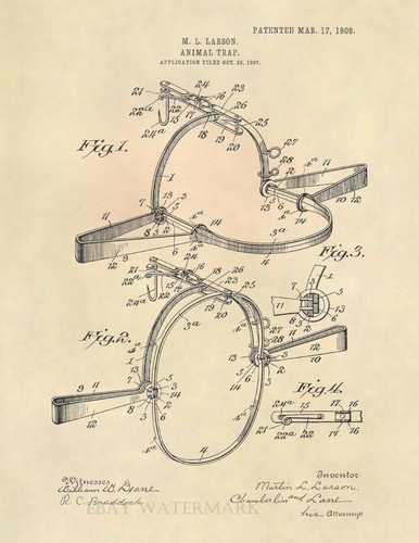 Vintage animal trap patent - vintage,