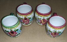 set 4 tazze DERUTA floreali 12 x 8 cm. ceramica decorata italiana/Italy vintage