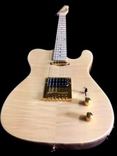 SOLID TL CHITARRA ELETTRICA VINTAGE 6 CORDE ACERO NATURALE FIAMMATO + HARDWARE ORO