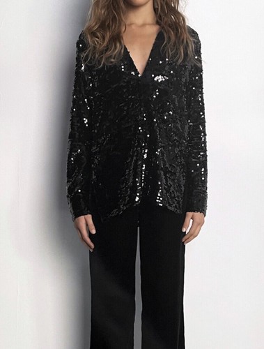 Camicia zara paillettes collo - camicia,