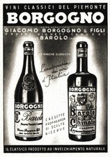 PUBBLICITA' 1942 BAROLO BORGOGNO PIEMONTE VIGNETI CANUBBI VINO RISERVA