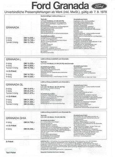 Autoprospekt ford granada - autoprospekt,