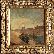 Achille Cattaneo ( Limbiate MI 1872 - Milano 1931 ). Vecchia Milano,  Naviglio  