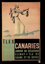 (1920) 1980ca * Manifesto Poster Decorativo "ILES CANARIE - Jardin au Délicieux
