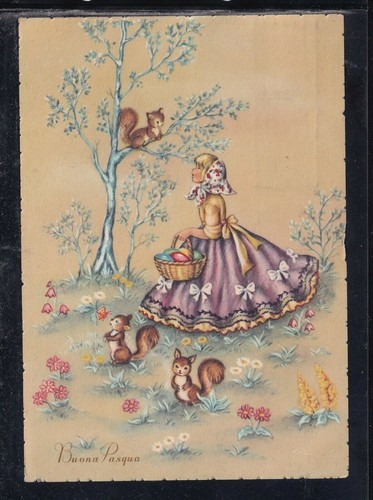 Cartolina buona pasqua ragazza - cartolina,