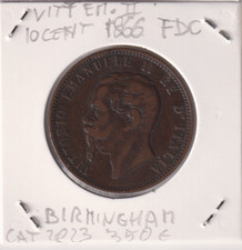 Moneta Vittorio Emanuele II 10 Cent FDC 1866 Birmingham Cat. Gigante 2023 350€