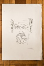 Romano Conversano 1971 Autoritratto su carta Prova d' Artista