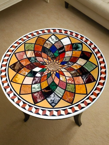 Marble inlay coffee table