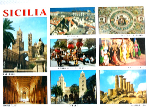 Cartolina sicilia multicolori - ,