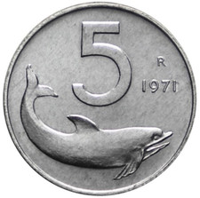 5 LIRE 1971 - DELFINO E TIMONE