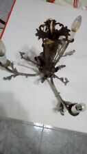lampadario vintage 3 LUCI  OTTONE -BRONZO   VINTAGE FINITURA ARGENTO FUNZIONANTE