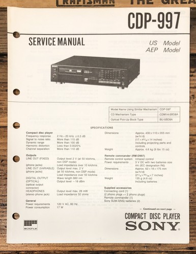 Sony cdp 997 lettore - cdp-997,