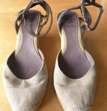 Sandali Estivi (tela e cotone) con zeppa n.40- MALIPARMI, Made Spain -      FC